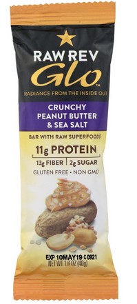 Raw Revolution Glo Bar Creamy Peanut Butter & Sea Salt 12/1.6oz bars-*NEW PACKAGE*