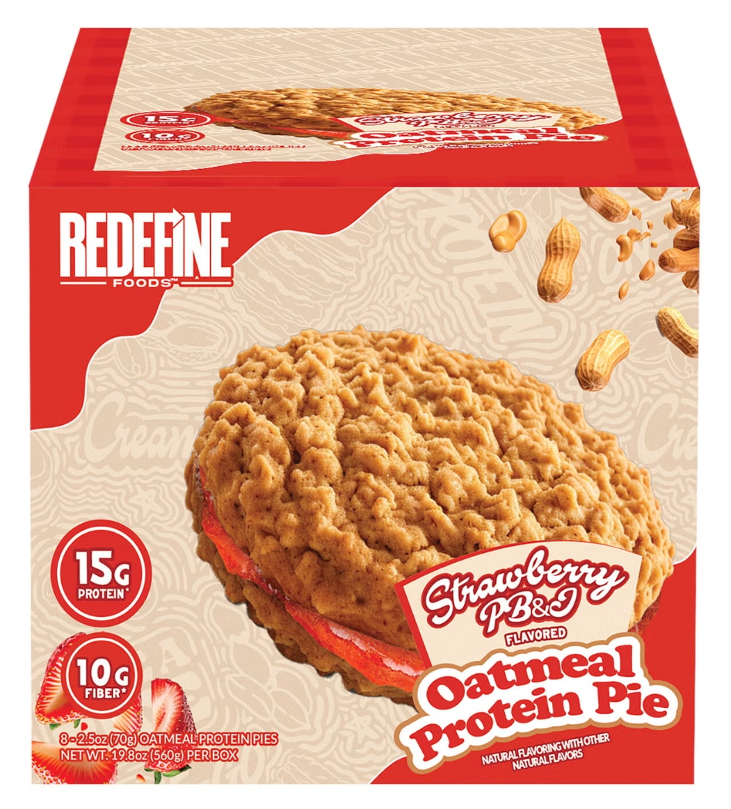 Redefine Foods - Skippy Oatmeal Protein Pie (PB & J) Strawberry Flavor 15g Protein 8 Pies