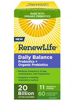 Renew Life Daily Balance Probiotics + Prebiotics 60 Ct