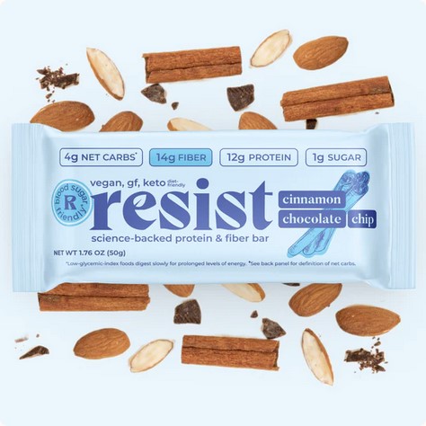 Resist Protein And Fiber Bar Cinnamon Chocolate Chip 12 / 50Gm Bars
