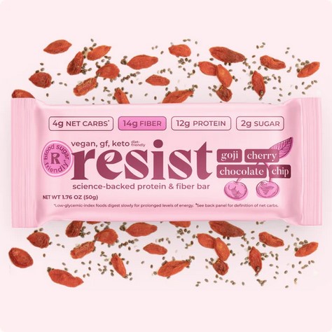 Resist Protein And Fiber Bar Goji Cherry Chocolate Chip 12 / 50Gm Bars