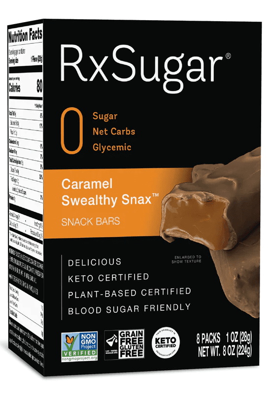 Rx Sugar Caramel Swealthy Snax 1oz 8 pack-OUT OF STOCK