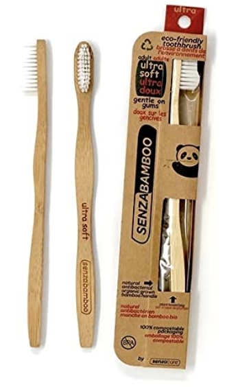 SENZACARE Ultra Soft Adult Bamboo Toothbrush, 1 EA