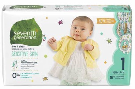 Seventh Generation Baby Diaper,Stg 1,8-14 Lb  40 CT