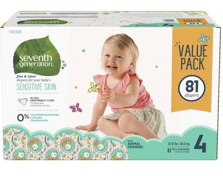 Seventh Generation Baby Diaper,Stg2,Jumbo  72 CT