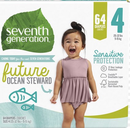 Seventh Generation Baby Diaper,Stg4,Jumbo  64 CT