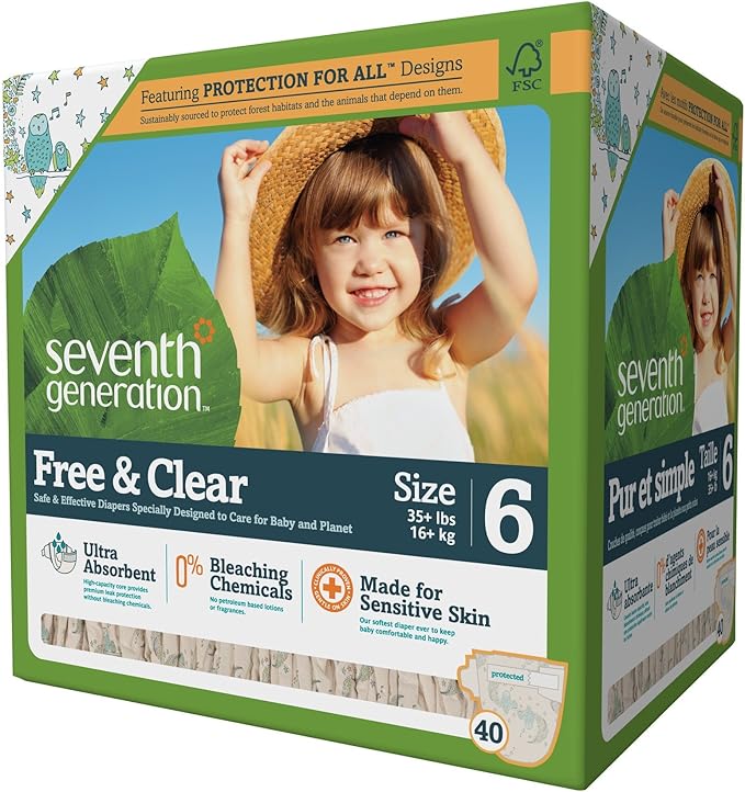 Seventh Generation Baby Diaper,Stg6,Jumbo  40 CT