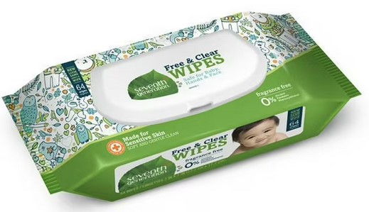 Seventh Generation Baby Wipes,Free & Clear  64 CT