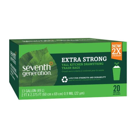 Seventh Generation Kitchen Bag Drawstrng 13Gallon  20 CT