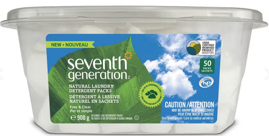 Seventh Generation Laundry Det Packs,Fr&Clr  50 CT-OUT OF STOCK