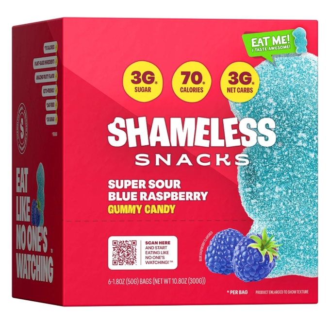 Shameless Snacks Super Sour Blue Raspberry (6 pack)