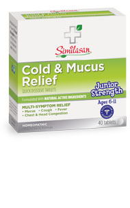Similasan - Cold & Mucus Relief Junior Strength 40 tab     TEMPORARILY UNAVAILABLE