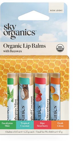 Sky Organics - Organic Flavored Lip Balm .15 Oz Variety Pack 4 pc