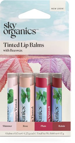 Sky Organics - Tinted Lip Balm .15 Oz Variety Pack 4 pc