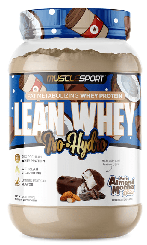 Muscle Sport Lean Whey Iso-Hydro 2pnds 26Serv Cafe Almond Mocha Bliss
