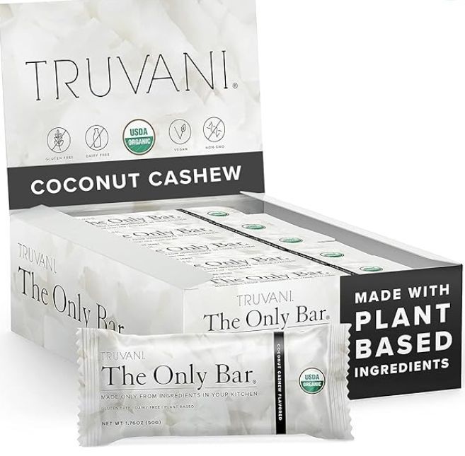 Truvani The Only Bar 6g Protein 12 Bars Coconut Cashew 