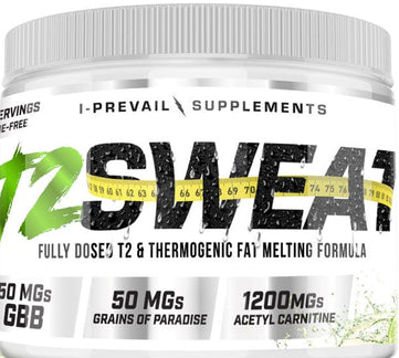 I-Prevail Supplements T2 Sweat Thermogenic Fat Melting Formula 60 Servings Lemon Lime Flavor