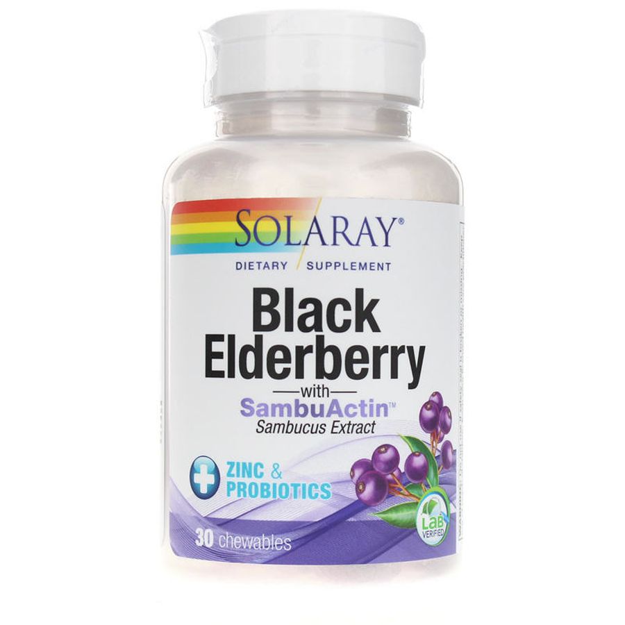 Solaray - Black Elderberry Extract with Zinc & Probiotics 30 Chewable