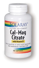Solaray - Calcium & Magnesium Citrate, with Vitamin D-2, 1:1 Ratio 90 Veg Cap