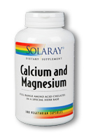 Solaray - Calcium & Magnesium, Amino Acid Chelate, 2:1 Ratio 180 Veg Cap