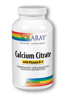 Solaray - Calcium Citrate with Vitamin D-3 1000 mg 240 Capsule