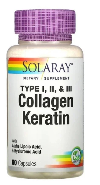 Solaray - Collagen Keratin, Hair Skin & Nails Support Formula 60 Capsule