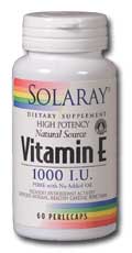 Solaray - Vitamin E, d-Alpha Tocopherol 1000 iu 60 Softgel