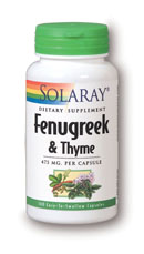 Solaray - Fenugreek Seed & Thyme Leaf 475 mg 100 Veg Cap