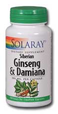 Solaray - Korean Ginseng Root & Damiana Leaf 390 mg 100 Veg Cap-UNAVAILABLE