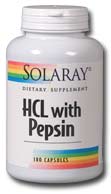 Solaray - Betaine HCl with Pepsin 250 mg 180 Veg Cap