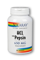 Solaray - High Potency Betaine HCl with Pepsin 650 mg 100 Veg Cap