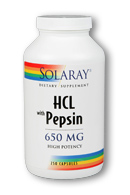 Solaray - High Potency Betaine HCl with Pepsin 650 mg 250 Veg Cap
