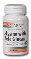 Solaray - L-Lysine with Beta Glucan, Immune System Support 1000 mg 60 Veg Cap