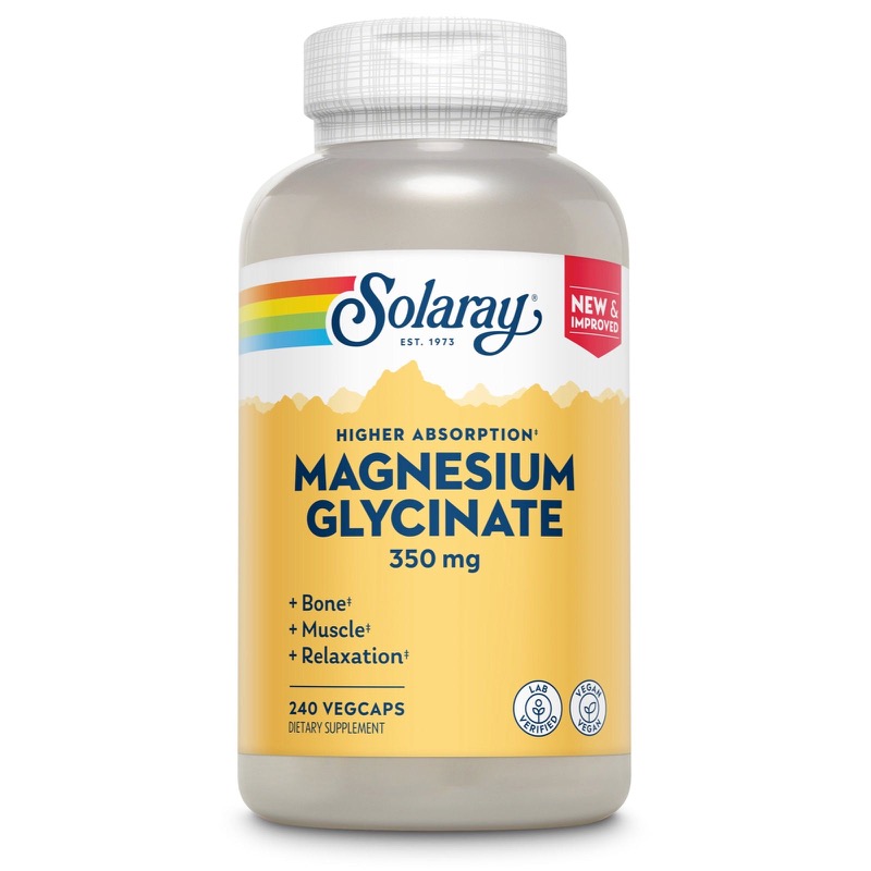 Solaray - Magnesium Glycinate 350mg 240 VCaps Enhanced Absorption