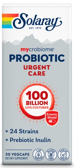 Solaray - Mycrobiome Probiotic Urgent Care, 100 Billion, 24 Strain Once Daily 100 bil 30 Veg Cap