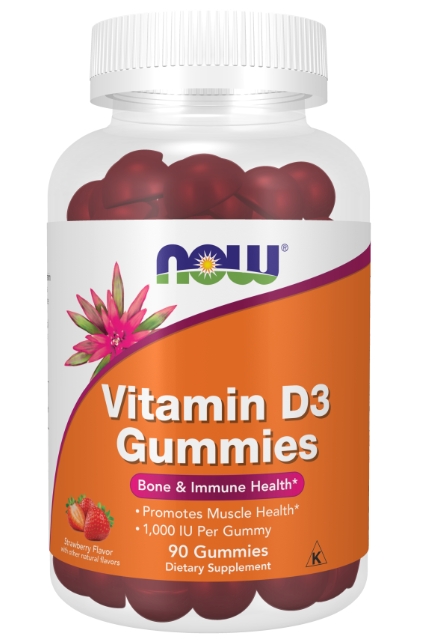 Now Vitamins - D 3 Gummies  Strawberry Flavor 90 CT
