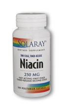 Solaray - Niacin, Two-Stage Timed-Release 250 mg 100 Veg Cap