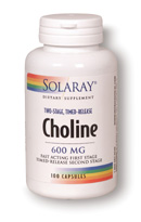 Solaray - Choline, Two-Stage Timed-Release 600 mg 100 Caps