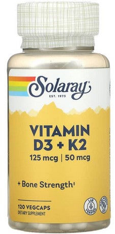 Solaray - Vitamin D-3 & K-2 120 Veg Cap