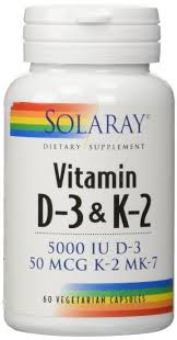 Solaray - Vitamin D-3 & K-2 5000 iu 60 Veg Cap