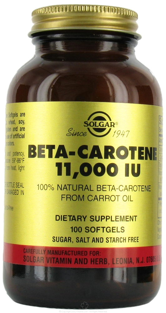 Solgar Beta Carotene 11,000 IU 100 Softgels