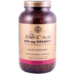 Solgar Ester-C Plus 500 mg Vitamin C 250 Vegetable Capsules (Ester-C Ascorbate Complex)