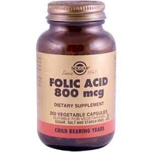 Solgar Folic Acid 800 mcg 250 Vegetable Capsules