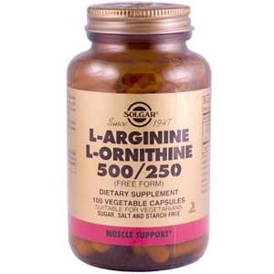 Solgar L-Arginine/L-Ornithine 500/250 mg 100 Vegetable Capsules