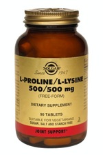Solgar L-Proline/L-Lysine 90 Tablets (500/500 mg)       TEMPORARILY UNAVAILABLE