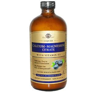 Solgar Liquid Calcium Magnesium Citrate with Vitamin D3 - Natural Blueberry Flavor 16 oz
