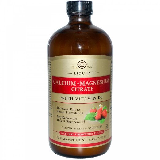 Solgar Liquid Calcium Magnesium Citrate with Vitamin D3 - Natural Strawberry Flavor 16oz