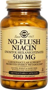 Solgar No-Flush Niacin 500 mg 100 Vegetable Capsules (Vitamin B3) (Inositol Hexanicotinate)