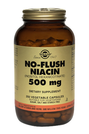 Solgar No-Flush Niacin 500 mg 250 Vegetable Capsules (Vitamin B3) (Inositol Hexanicotinate)