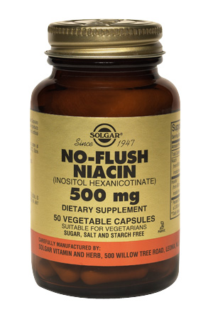 Solgar No-Flush Niacin 500 mg 50 Vegetable Capsules (Vitamin B3) (Inositol Hexanicotinate)